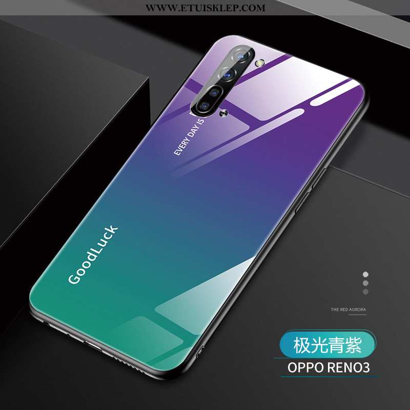 Pokrowce Oppo Reno 3 Silikonowe Moda Szkło Gradient Czerwony Netto Futerał Purpurowy Tani