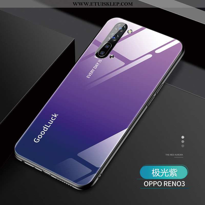 Pokrowce Oppo Reno 3 Silikonowe Moda Szkło Gradient Czerwony Netto Futerał Purpurowy Tani