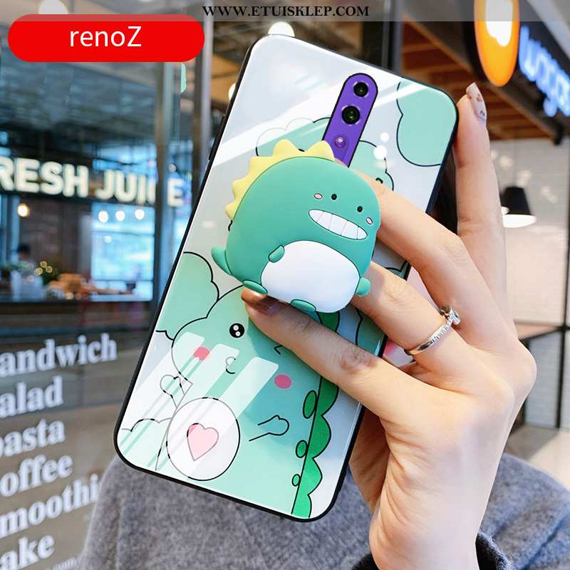 Pokrowce Oppo Reno Z Piękny Kreskówka Lustro Zielony Etui Szkło Mały Oferta