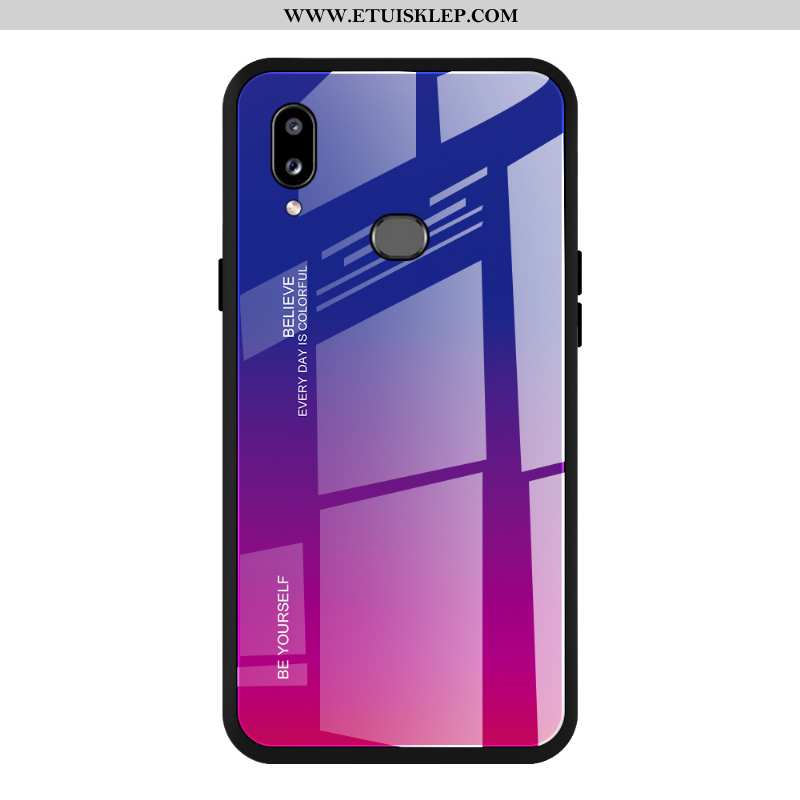 Pokrowce Samsung Galaxy A10s Trendy Szkło Anti-fall Gradient Etui Purpurowy Telefon Komórkowy Dyskon