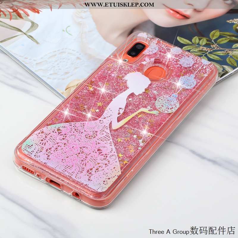 Pokrowce Samsung Galaxy A20e Piękny Anti-fall Quicksand Gwiazda Futerał Różowe Telefon Komórkowy Ofe