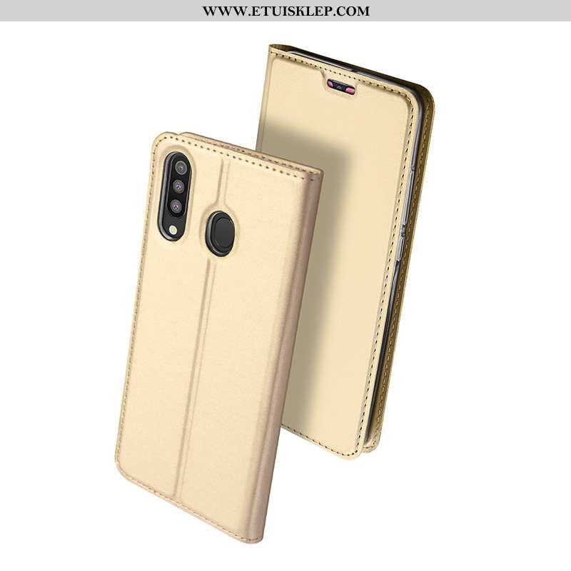 Pokrowce Samsung Galaxy A40s Cienkie Super Skórzane Etui Klapa Złoto Gwiazda Futerał Sklep