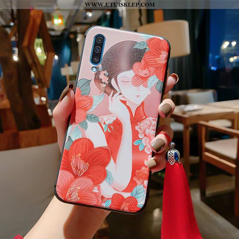 Pokrowce Samsung Galaxy A50 Cienkie Chiński Styl All Inclusive Gwiazda Vintage Czerwony Silikonowe K