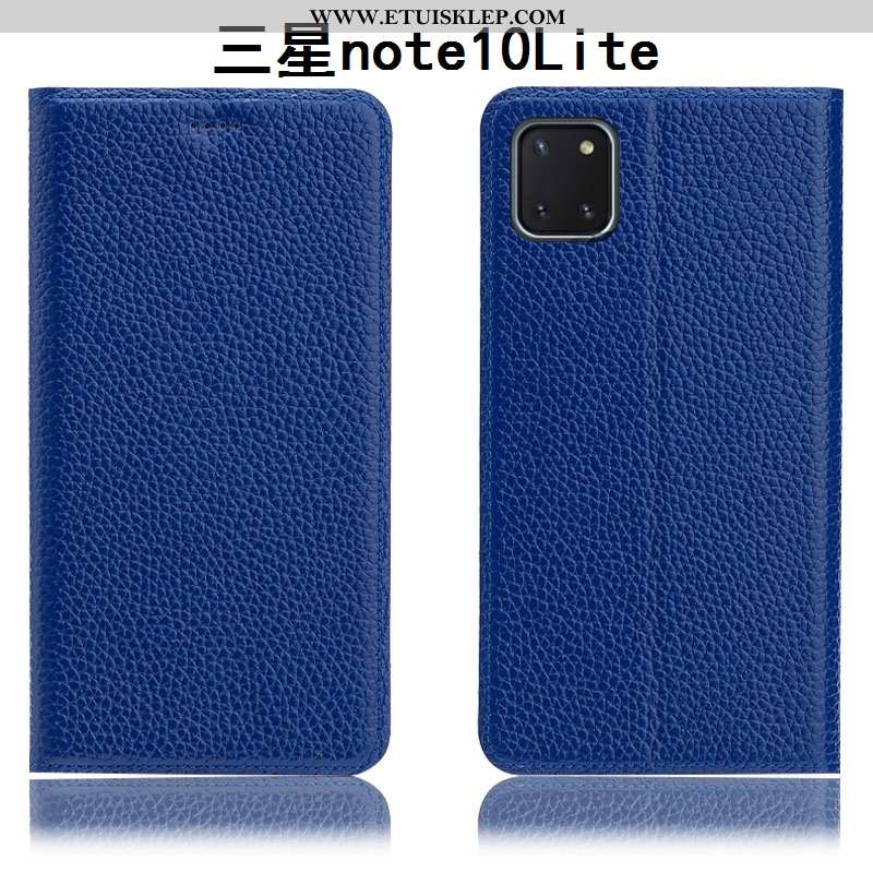 Pokrowce Samsung Galaxy Note 10 Lite Skórzane Etui Futerał Litchi Ciemno Niebieski Anti-fall Gwiazda