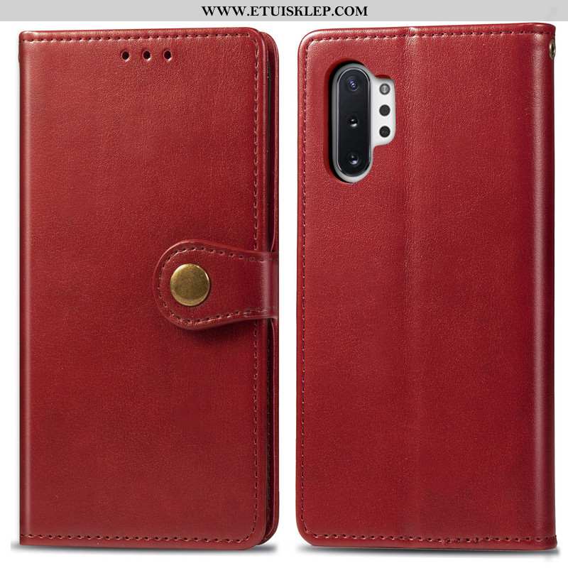 Pokrowce Samsung Galaxy Note 10+ Skóra Czerwony Biznes Gwiazda Telefon Komórkowy Obudowa Wiszące Ozd