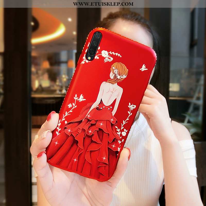 Pokrowce Xiaomi Mi 9 Lite Miękki Czerwony Futerał All Inclusive Anti-fall Mały Z Kryształkami Sprzed