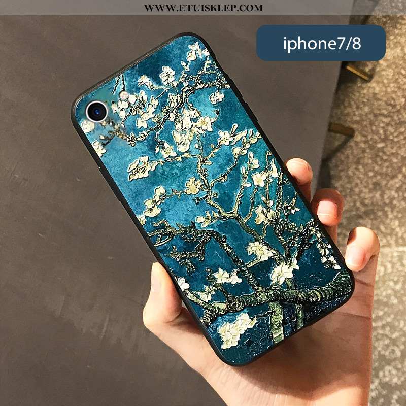 Pokrowce iPhone 7 Kreatywne Telefon Komórkowy Kwiaty Vintage Nubuku Nowy Ciemno Niebieski Online