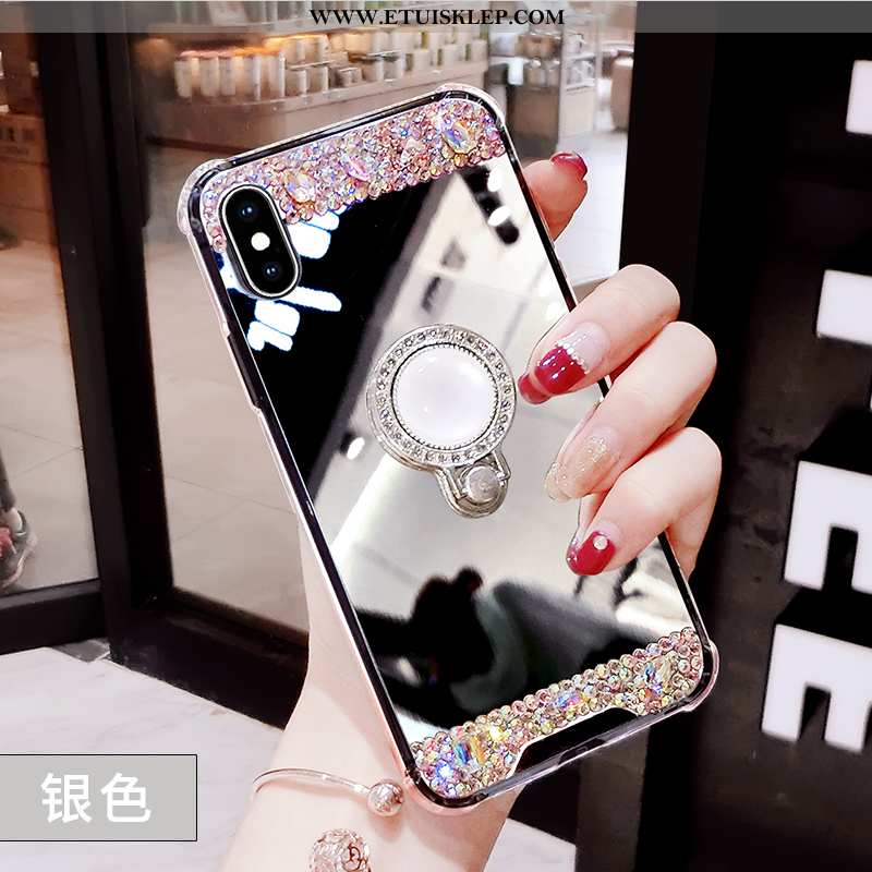 Pokrowce iPhone X Rhinestone Kreatywne Trendy Lustro Nowy Ring Różowe Sklep