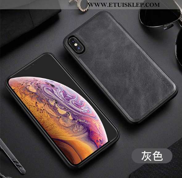 Pokrowce iPhone Xs Max Prawdziwa Skóra All Inclusive Futerał Jakość Silikonowe Proste Anti-fall Kupi