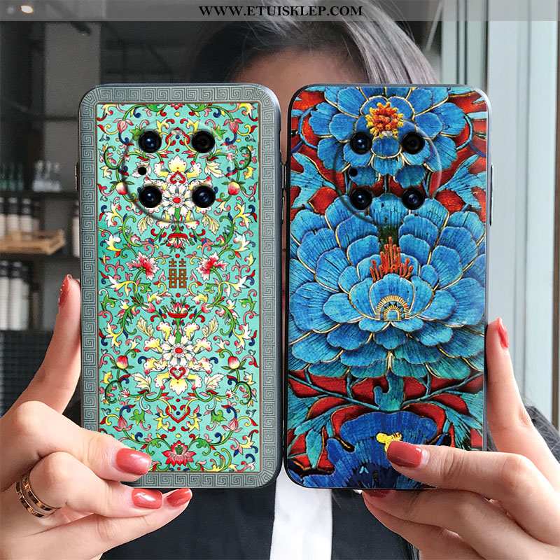 Futerał Huawei Mate 40 Pro Vintage Kwiaty Moda Anti-fall Niebieski Wiatr Sklep