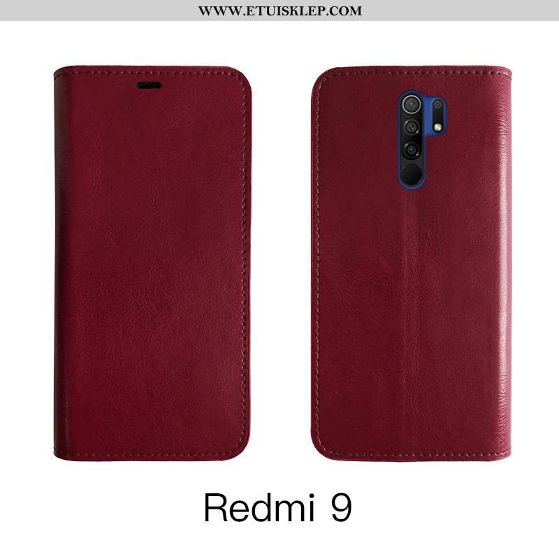 Pokrowce Xiaomi Redmi 9 Prawdziwa Skóra Futerał Skórzane Etui All Inclusive Bydło Czerwony Obudowa K