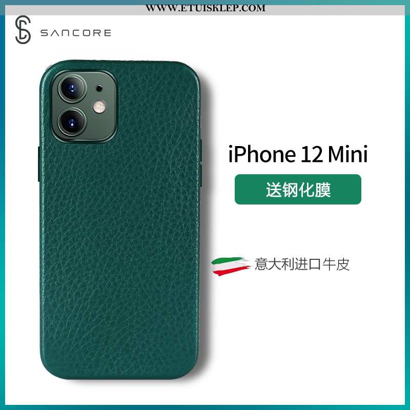 Pokrowce iPhone 12 Mini Trendy Futerał Czerwony Netto Szary Telefon Komórkowy Gwiazda Prawdziwa Skór